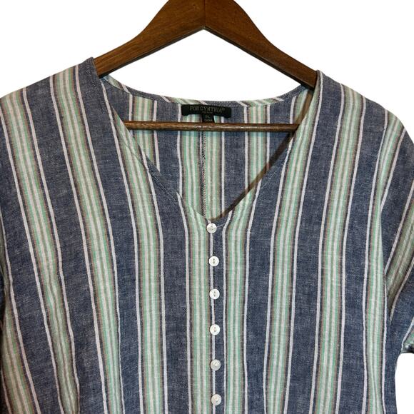 For Cynthia Women Crop Top PL Colorful Striped Tie Front Coastal Beachy Summer - Picture 8 of 9